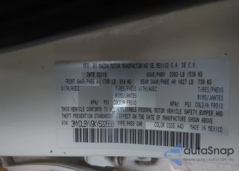 2019 Toyota Yaris Le z USA, uszkodzony, nr VIN 3MYDLBYV9KY522558